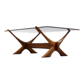 Table basse en verre et noyer Condor