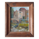 Small painting "Building on the edge of the torrent"