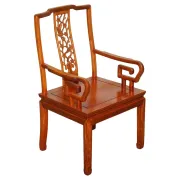 Vintage Oriental Armchair in Carved Teak, China