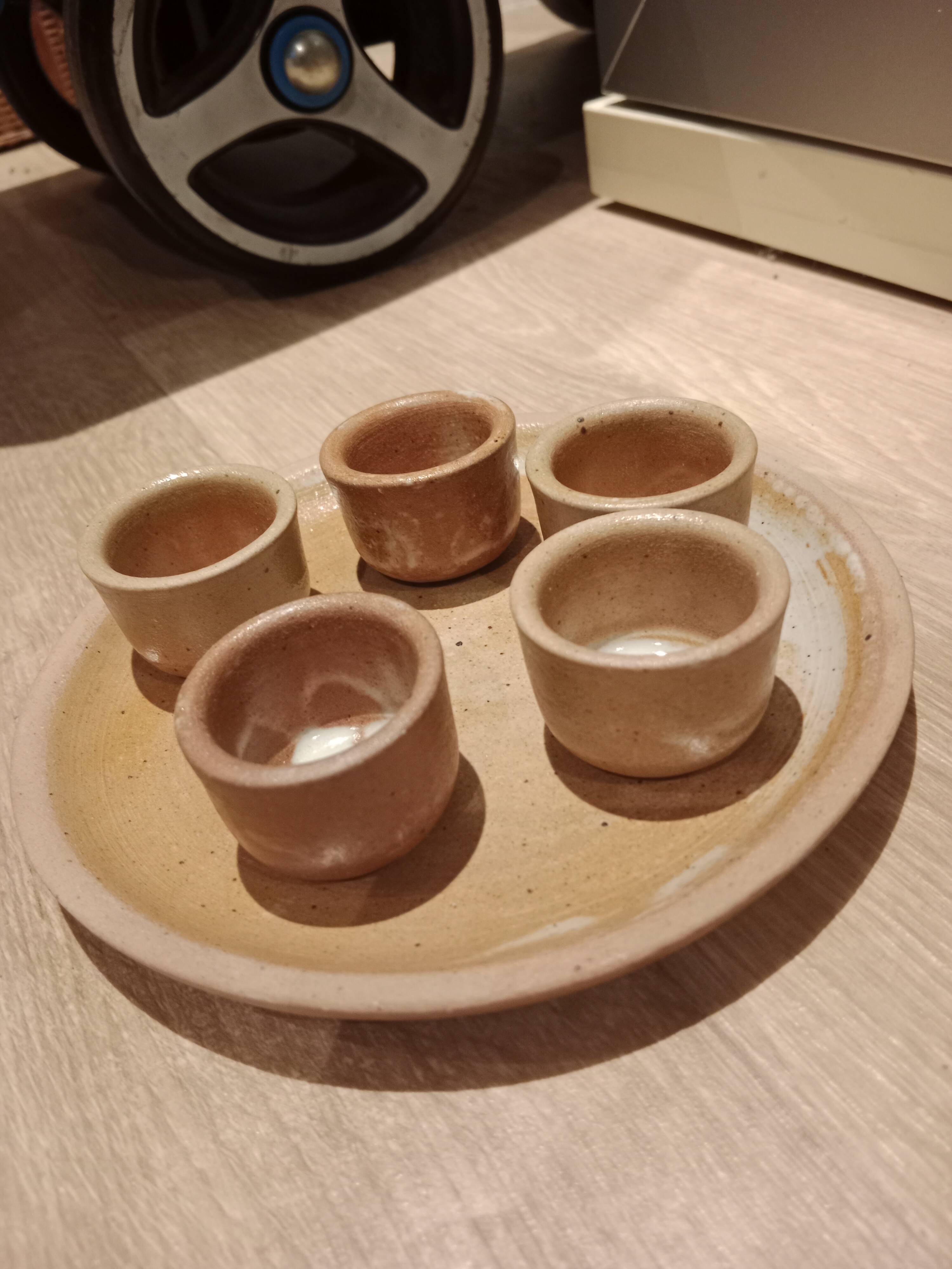 Mini iridescent vintage stoneware mugs