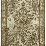 Handmade Turkish Unique 1980s 284 cm x 383 cm Beige Wool Carpet