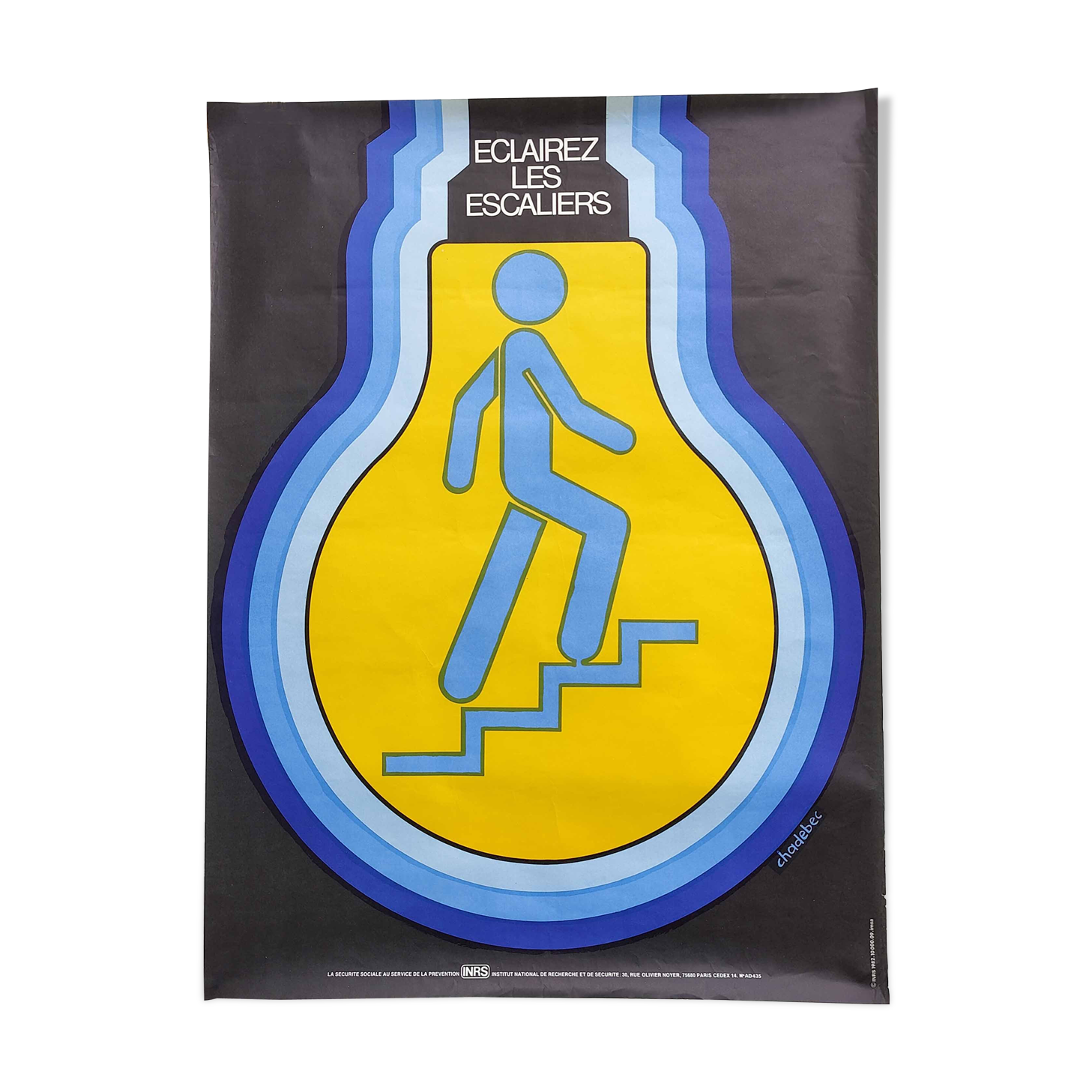 Vintage poster INRS 1982 graphics Chadebec
