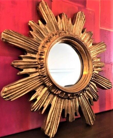 Sun mirror gilded wood with gold leaf, 42 cm
