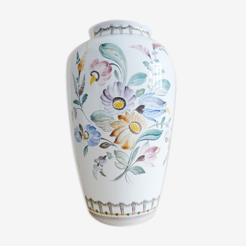 Gmundner Keramik floor vase with floral decor