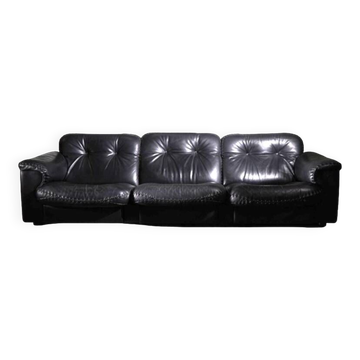 Luxury leather sofa from the Swiss house DE SEDE, black leather sofa