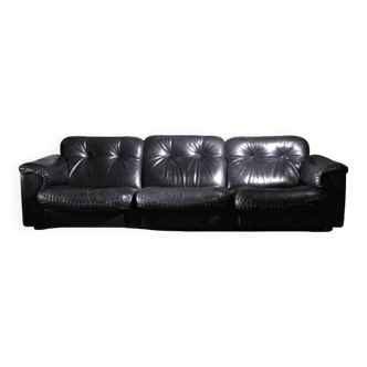 Luxury leather sofa from the Swiss house DE SEDE, black leather sofa