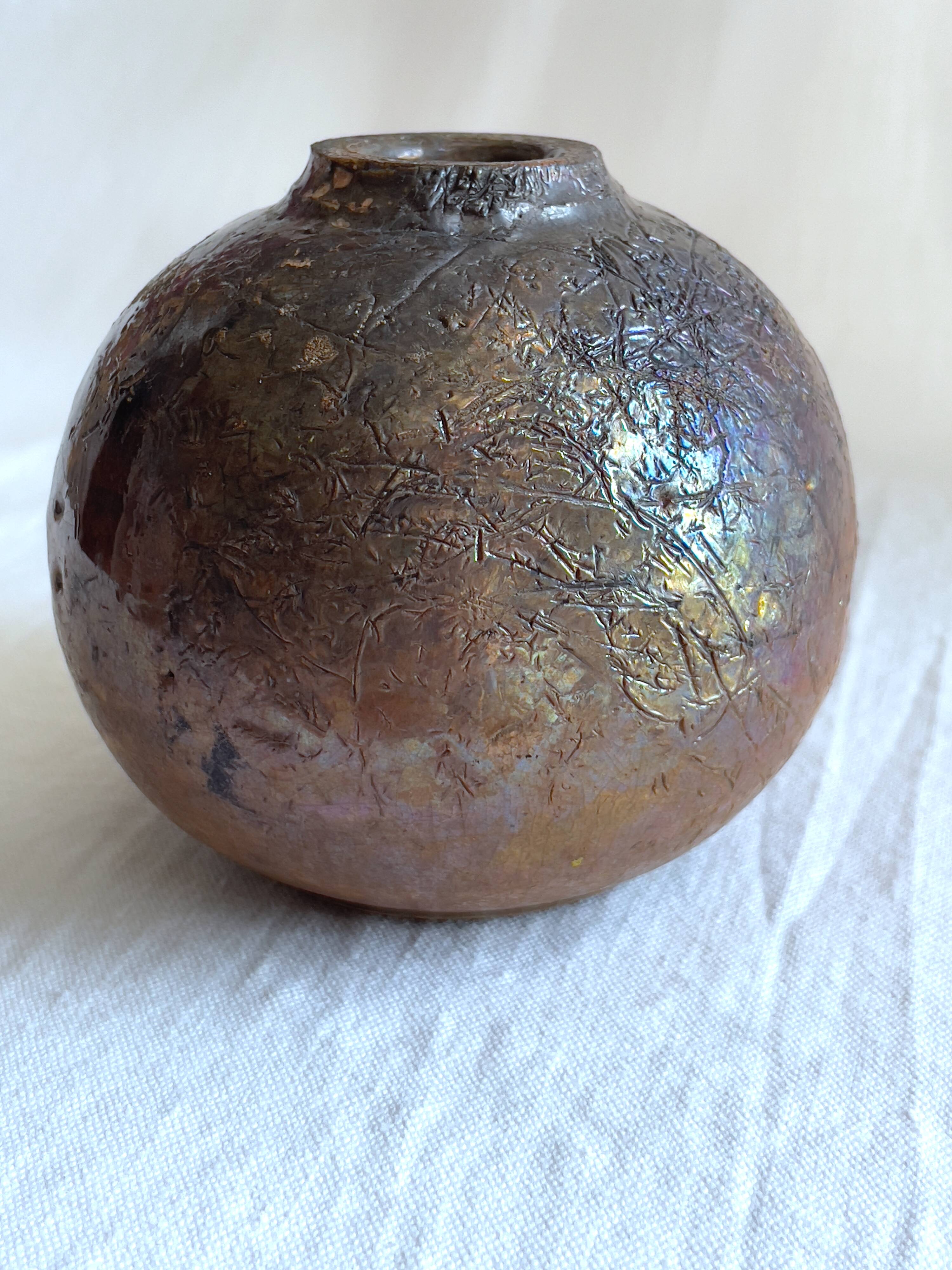 Boulle vase in cracked stoneware by GBG, Gisèle Buthod-Garçon 1984