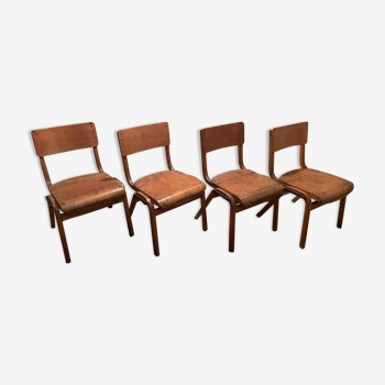 4 chaises vintage en bois