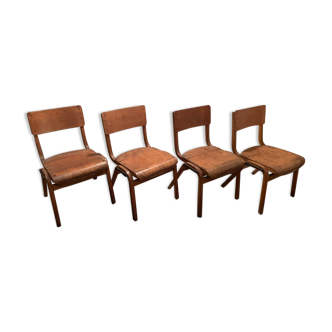 4 chaises vintage en bois