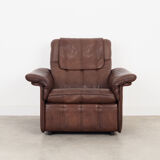 Fauteuil en cuir marron, design suisse, années 1970, fabrication: De Sede