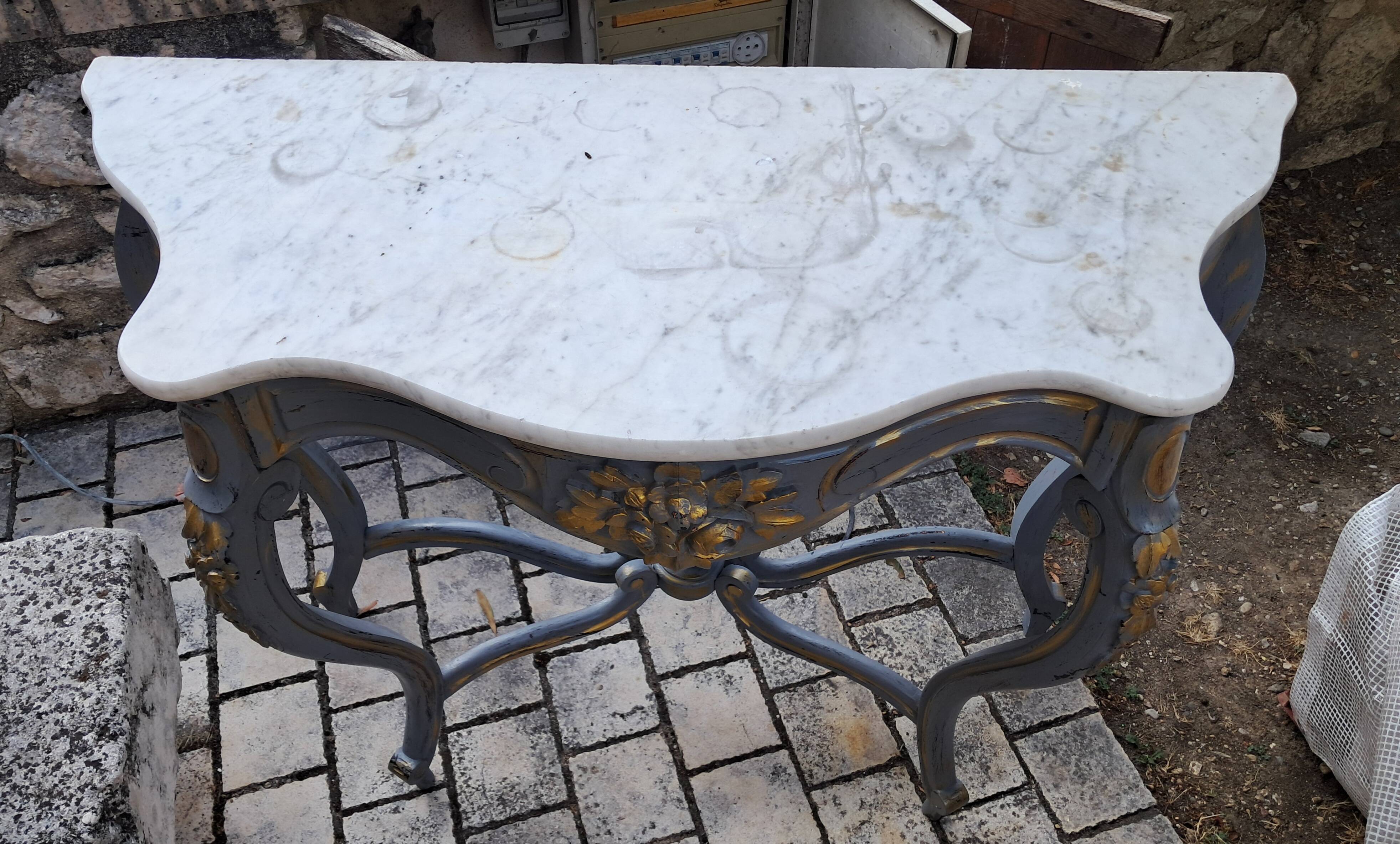 Console en bois et marbre