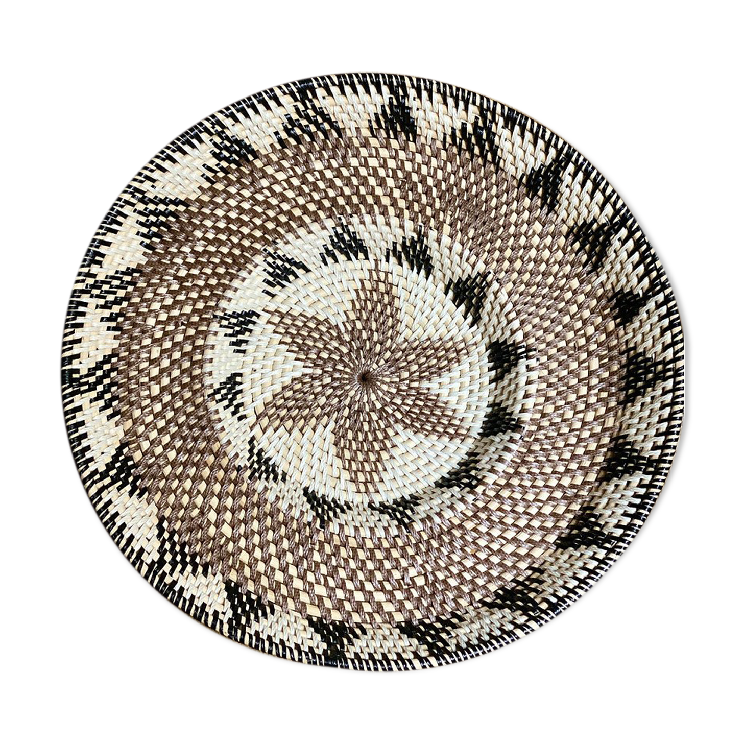 Round ethnic Balinese rattan tray