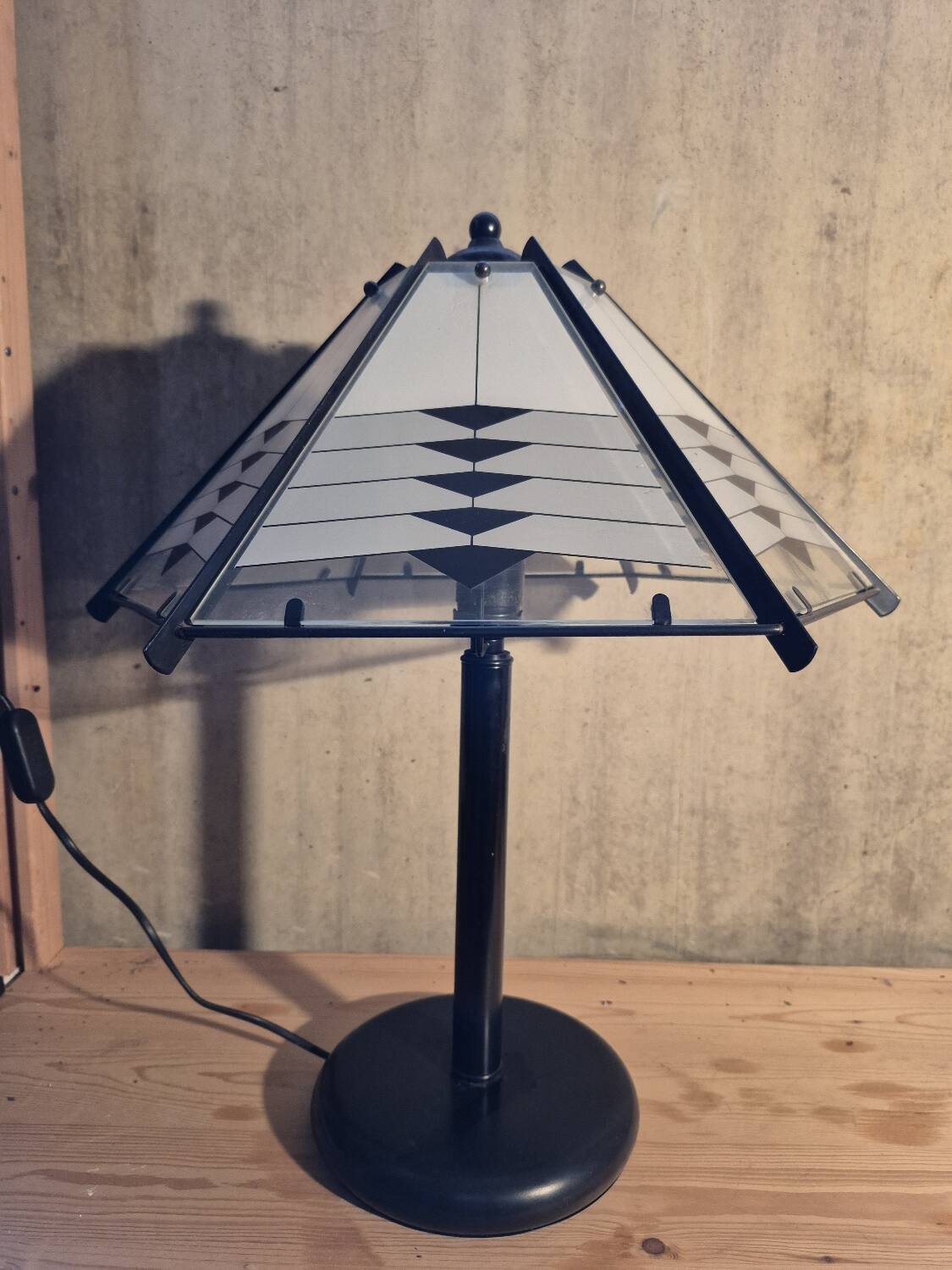 Postmodern black white table lamp art deco style 1980s