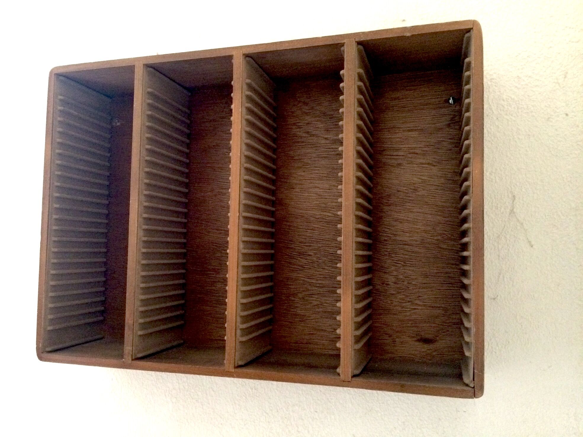 Vintage Wall Mounted CD Rack Wood Storage Cabinet Hi-FI Shelf CIRCA 1980