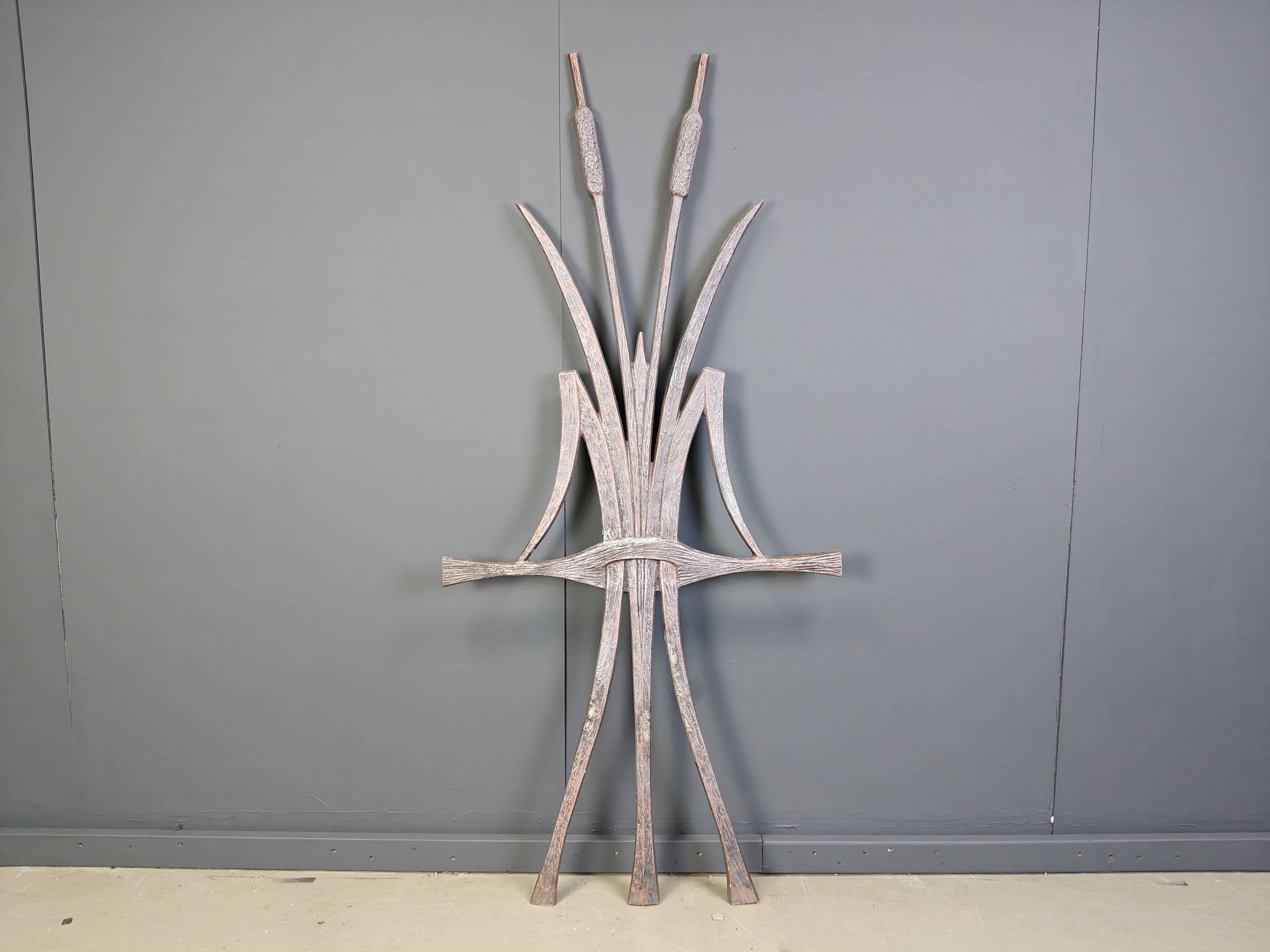 Vintage brutalist cat tail sculpture, 1970s