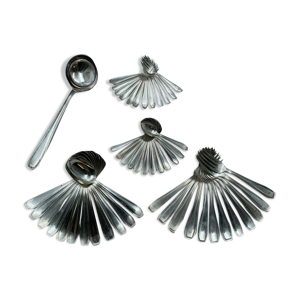 Menagère en metal argente art deco 1930 decor geometrique 50 pieces