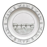 Assiette ancienne en faïence fine « Pont de la Concorde » Creil début 19ème