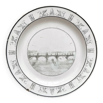 Assiette ancienne en faïence fine « Pont de la Concorde » Creil début 19ème
