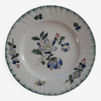 Old Longwy earthenware plate, flowers
