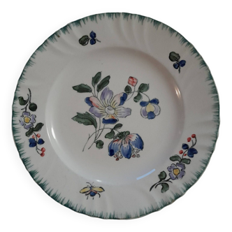 Old Longwy earthenware plate, flowers