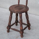 French oak mid-century turned occasional chair