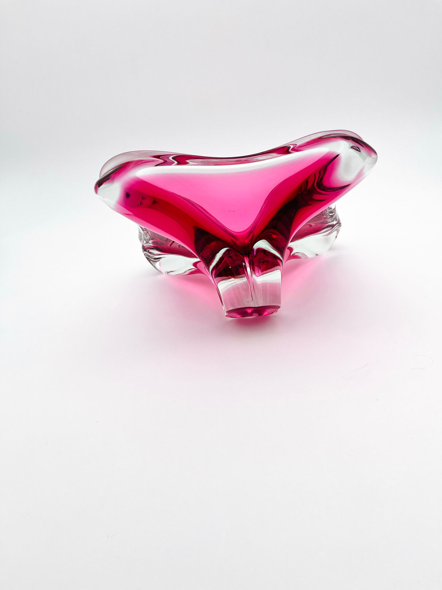 Large Crystal Bowl Bohemia Josef Hospodka 2.6kg Ruby Design 1960