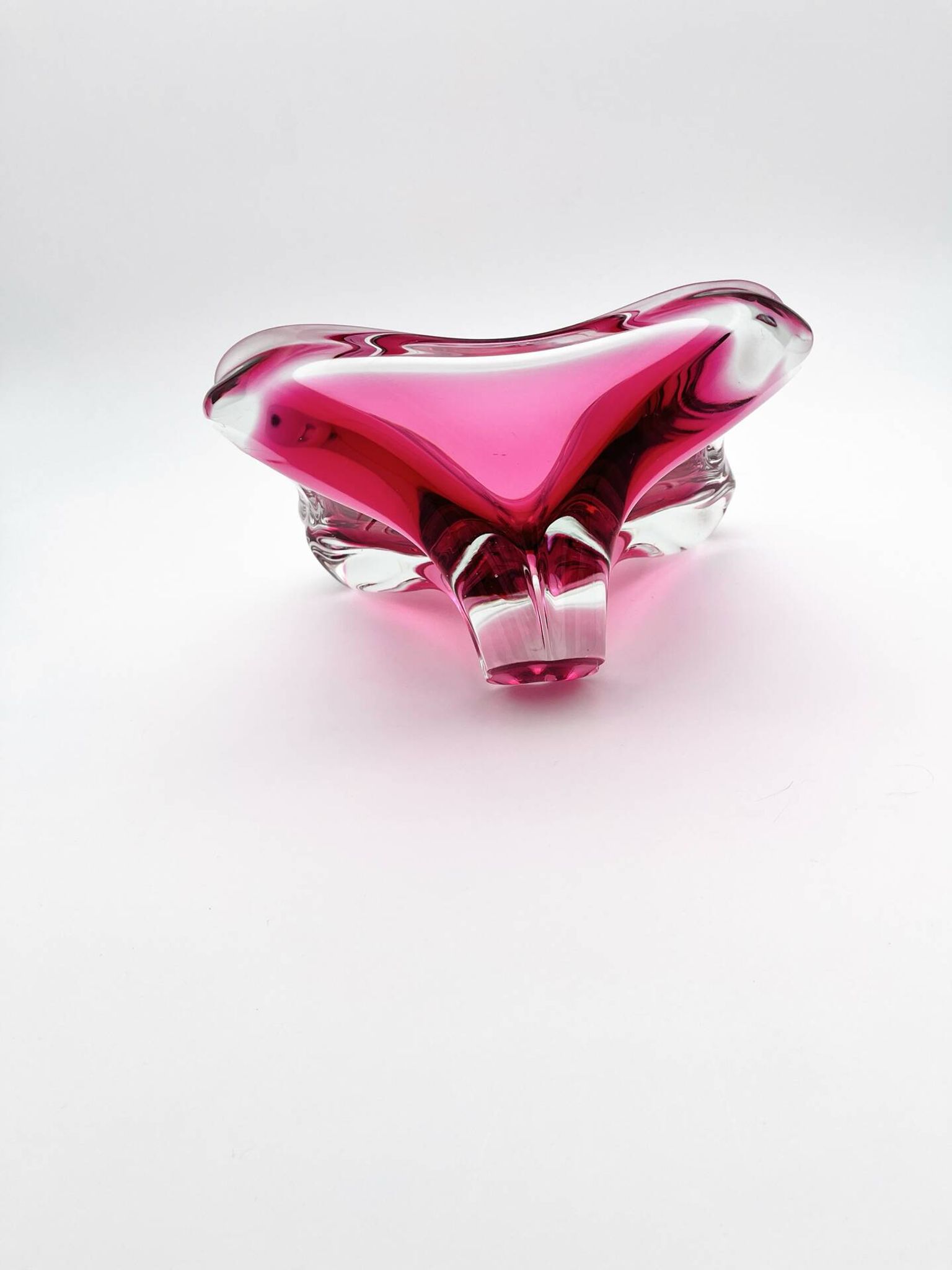 Large Crystal Bowl Bohemia Josef Hospodka 2.6kg Ruby Design 1960