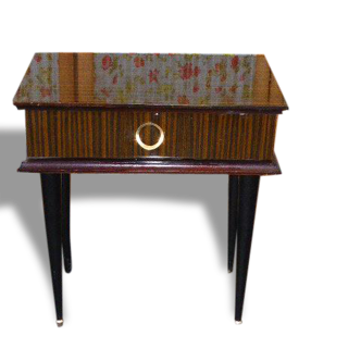 Vintage and designer brown wooden bedside table