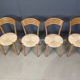 Chaises de salle à manger vintage de bistrot italien et corde de papier, années 1980