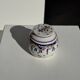 Small water butter dish in vintage earthenware with blue and orange floral patterns D10