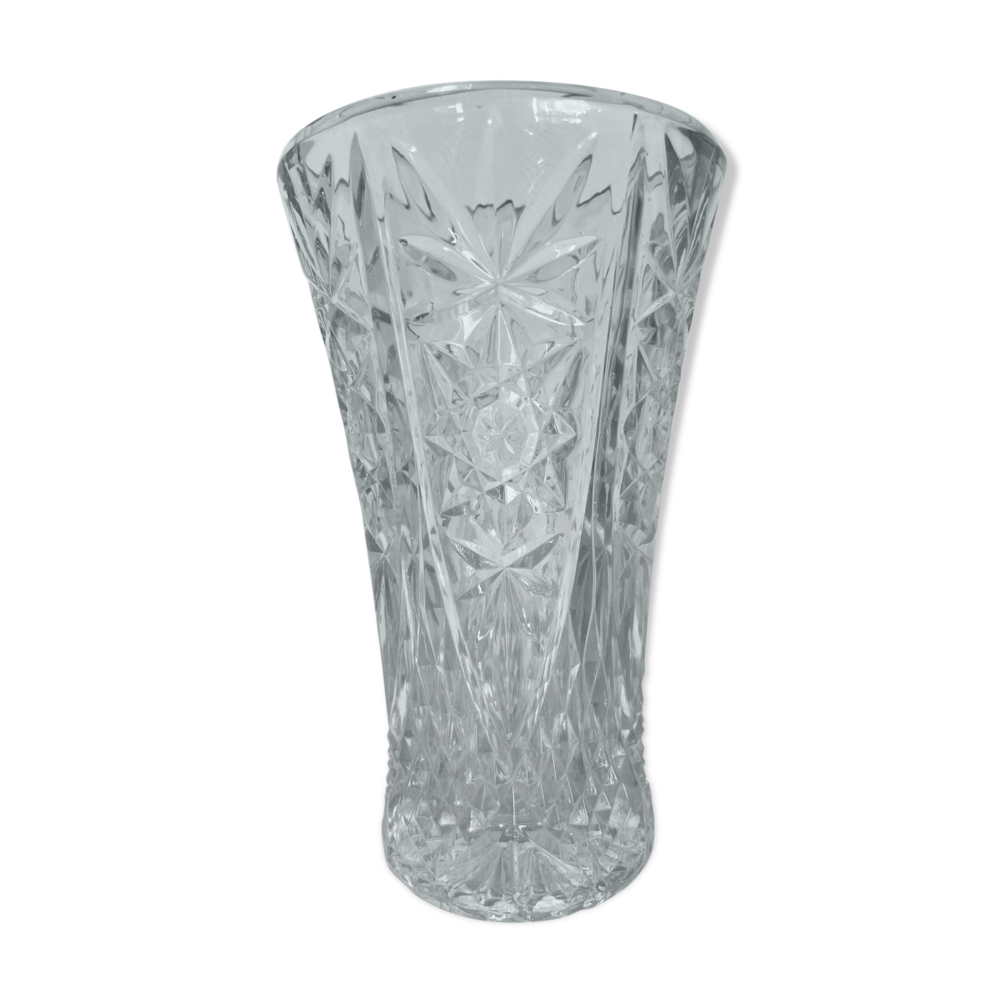Vintage chiseled glass vase 1960 1970