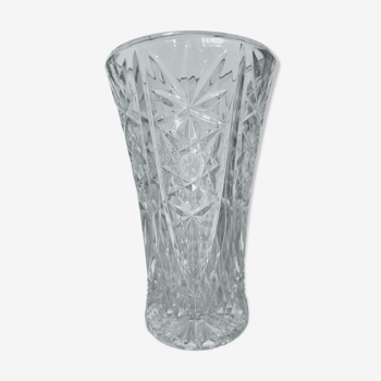 Vintage chiseled glass vase 1960 1970