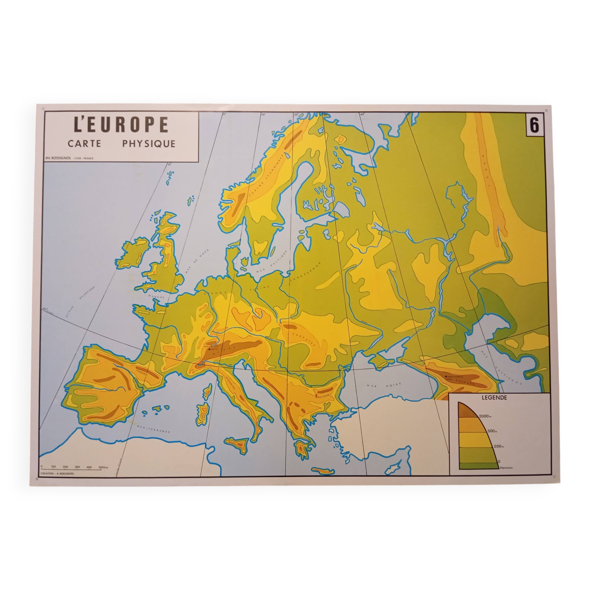 School map: the earth: the states of the world n°5 / europe physical map n°6