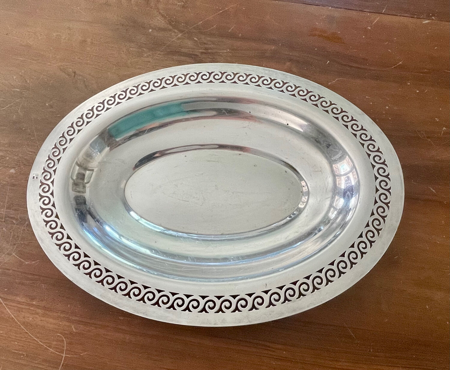 Art Deco silver metal dish