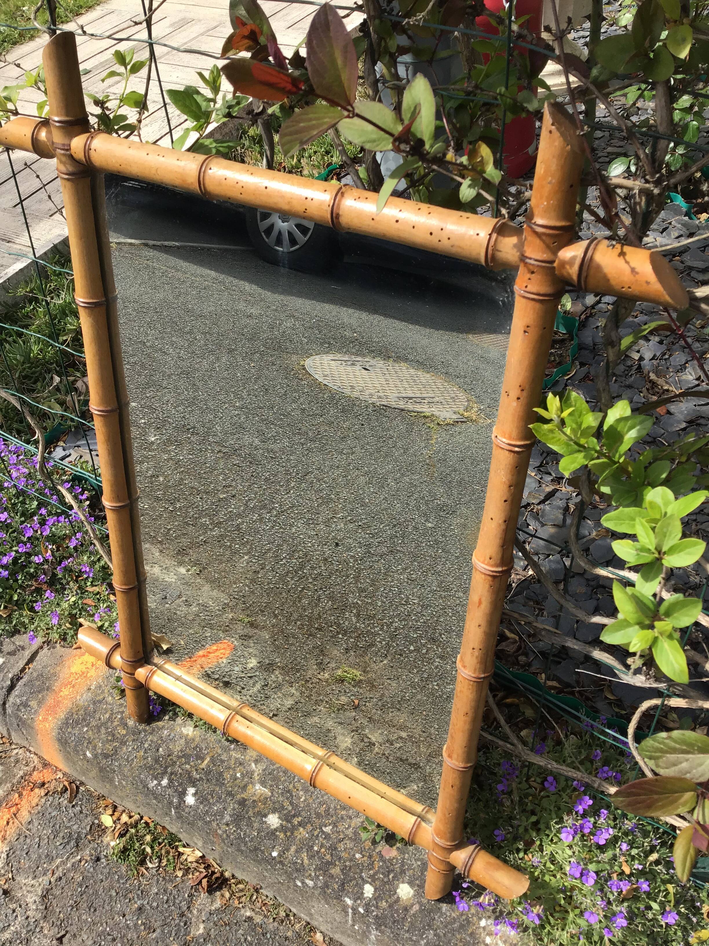 Vintage bamboo mirror 61x79cm