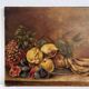 Peinture ancienne huile sur toile nature morte aux fruits exotiques