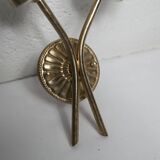 Pair of brass and glass wall lights 1960