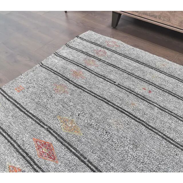 1970s Turkish Handmade Wool Kilim Striped Runner Rug 131x260