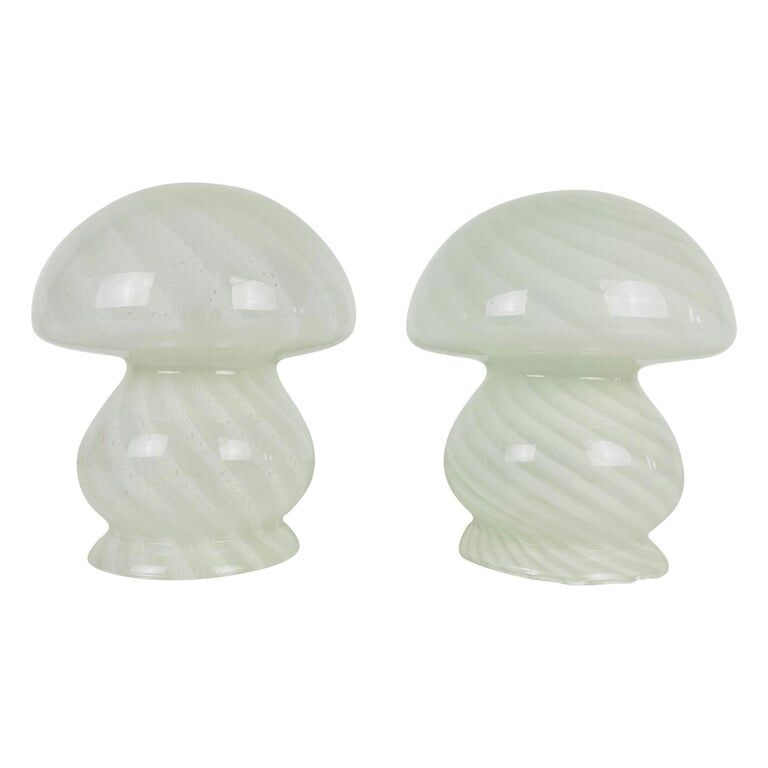 Pair of mushroom glass lamps from Murano Vetri dArte, Italy 70s