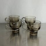 set of 4 amber glass espresso cups