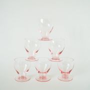 Set of 6 small wine glasses, Pink, Art Deco, 1930