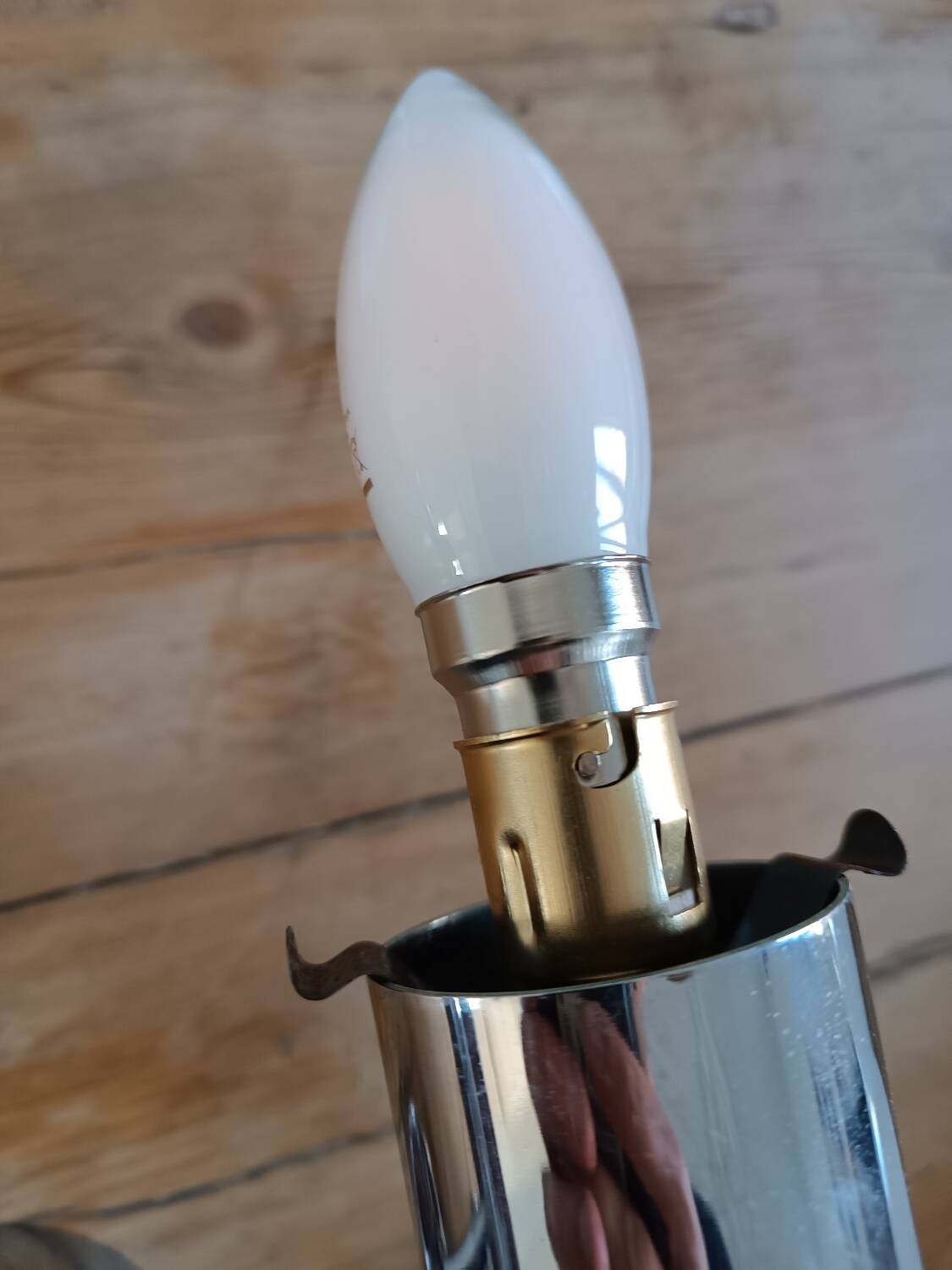 Pair of vintage wall lights in chromed metal and opaline 1970