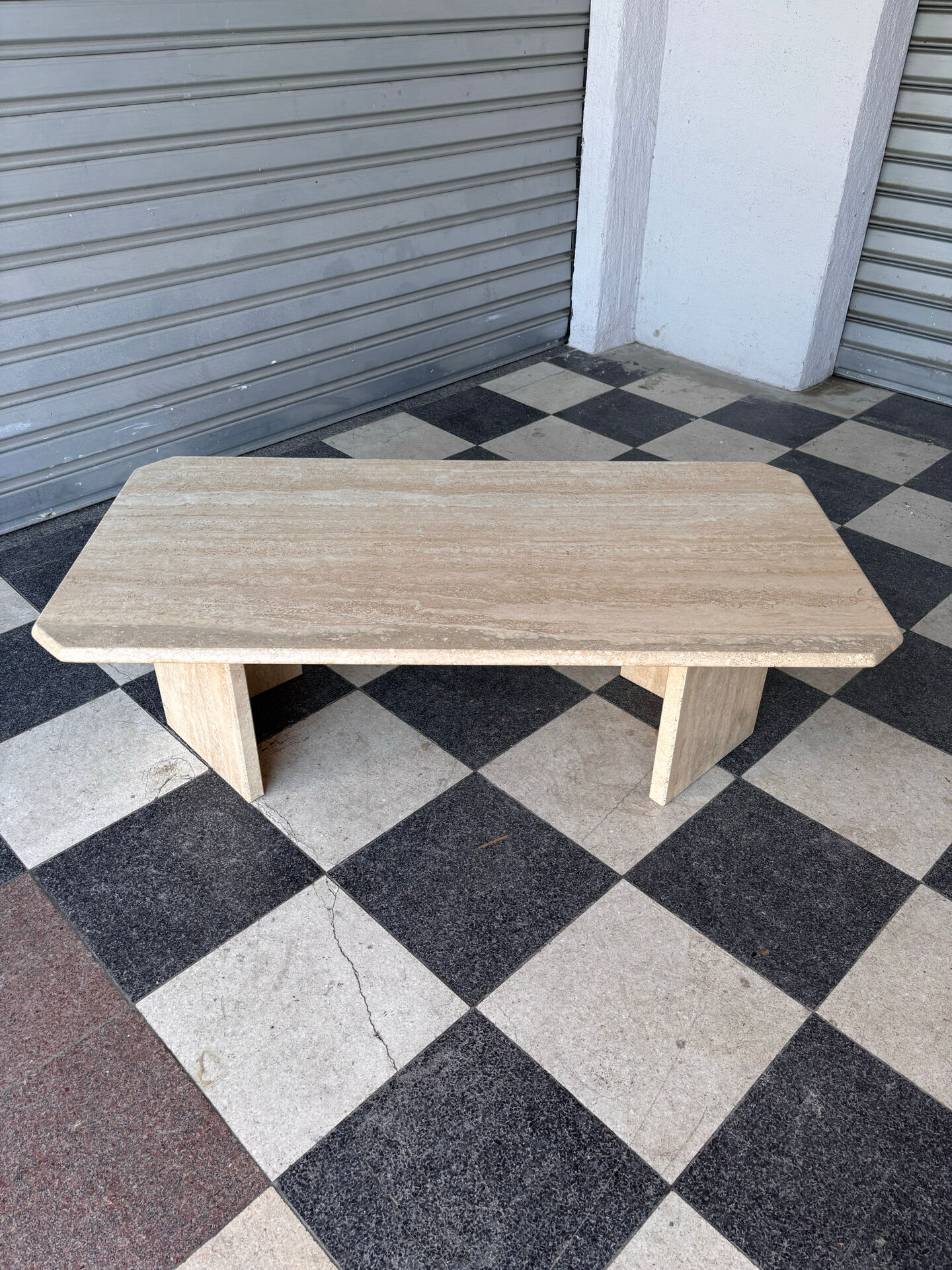 Vintage coffee table in travertine