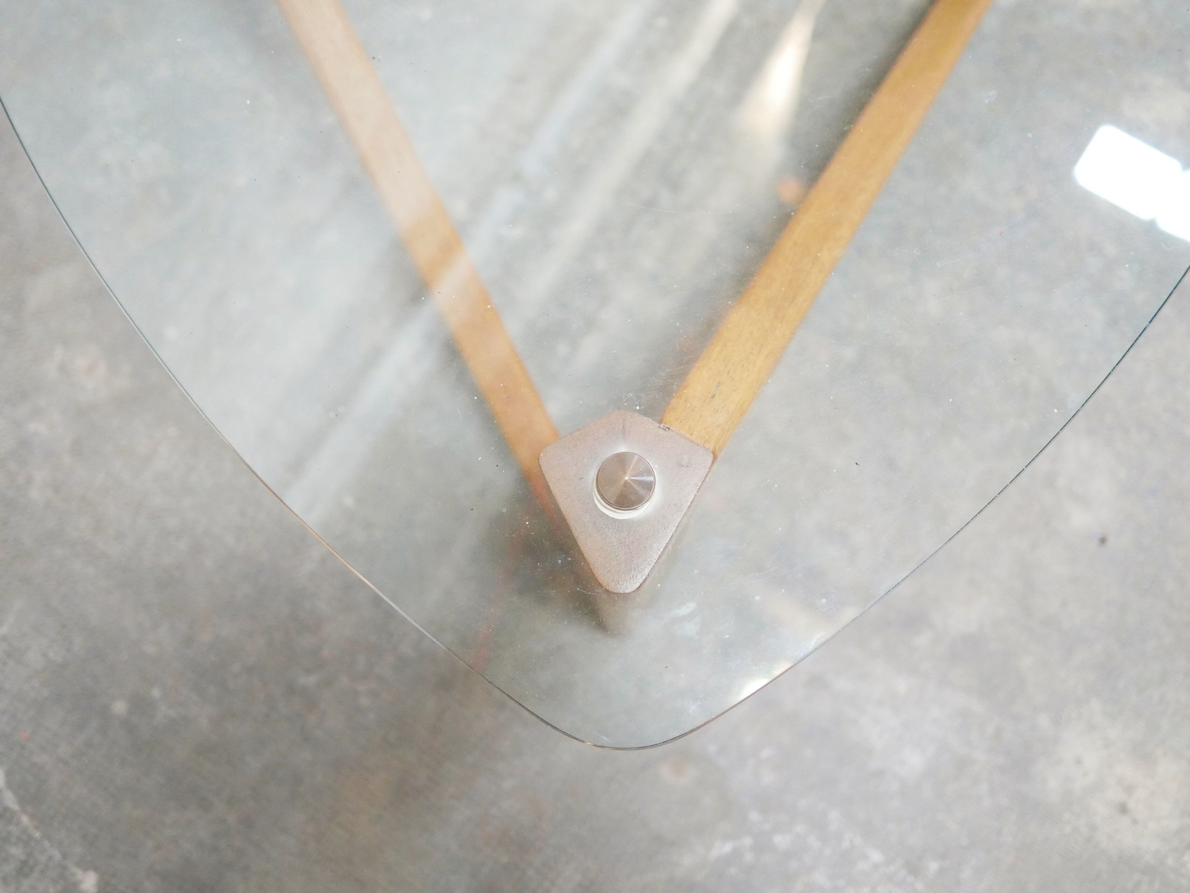 Vintage coffee table in wood and glass