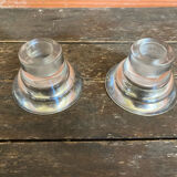 Pair of Candle Holders Design KNUT and MARIANNE HAGBERG Vintage Moulded Glass