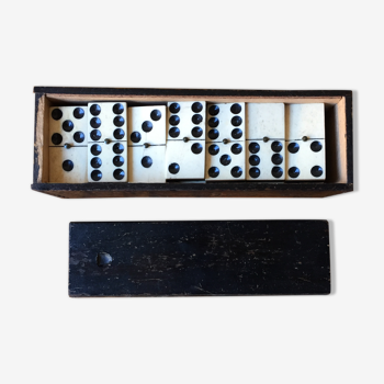 Game of ancient ebony and bone dominoes in its original box