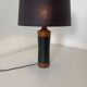 Lampe de table scandinave danoise du milieu du siècle en teck et cuir, années 1950