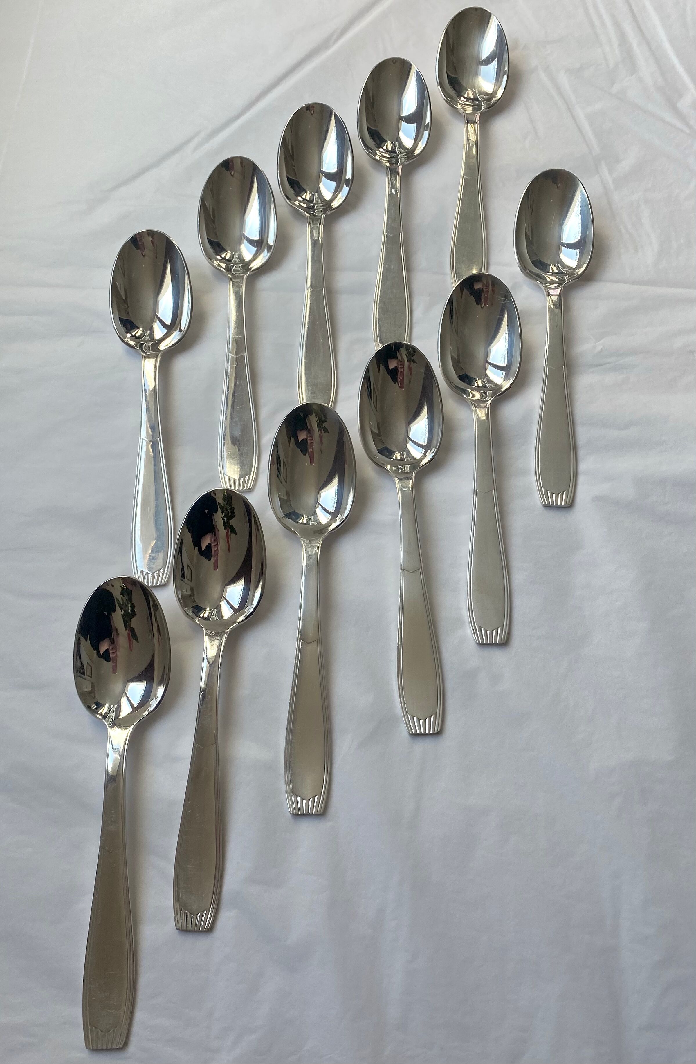 Christofle cutlery set - 11 fourchettes de table et 11 cuillères à soupe - Art déco - Métal argenté