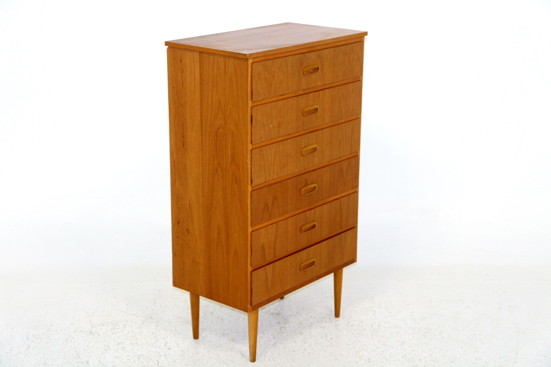 Tallboy teak chest of drawers, sweden, 1950