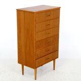 Tallboy teak chest of drawers, sweden, 1950